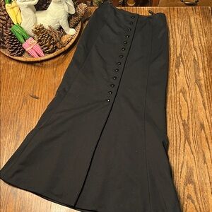 Vintage LUBA 70’s Elegant Black Maxi Skirt with Button Detail